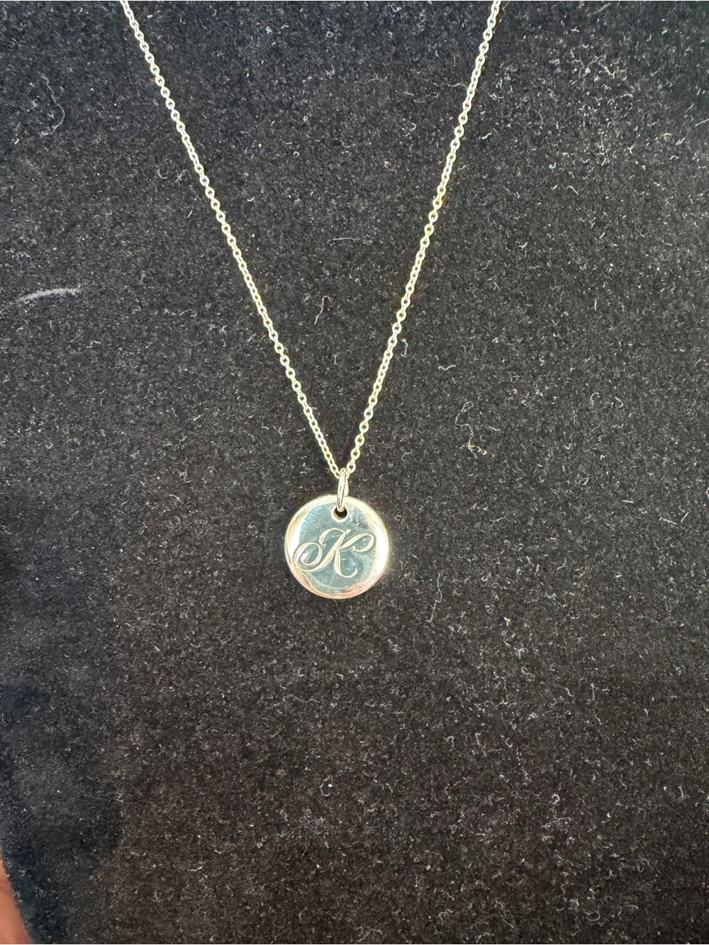 ✨ Tiffany & Co. Notes Letter "K" Round Disc Pendant Necklace 💕 - Picture 9 of 16